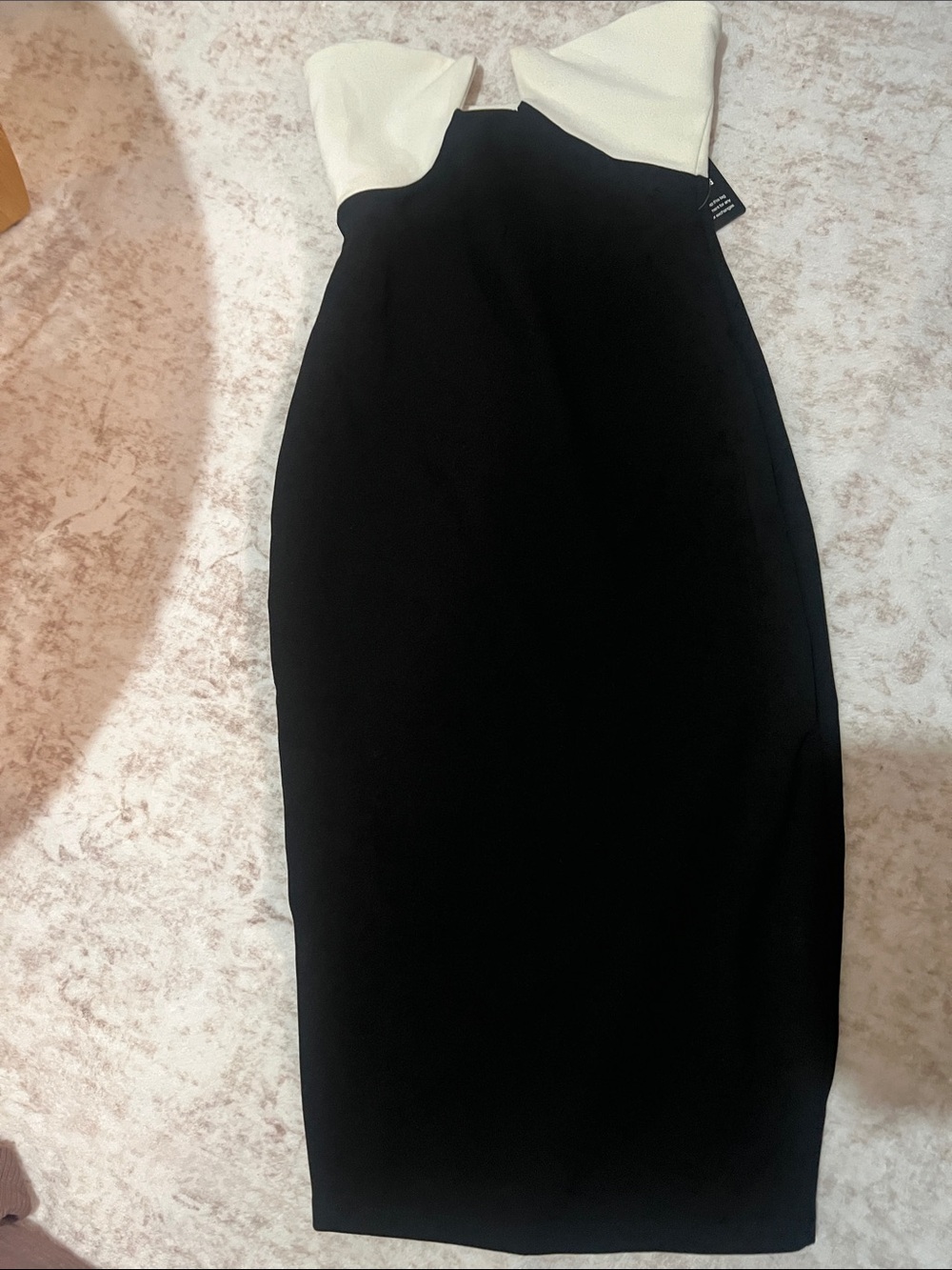 Express Black Pencil Dress with White Strapless Bodice